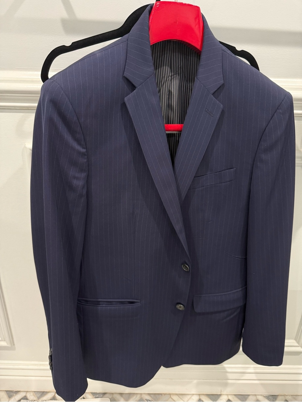 Banana Republic Men's Navy Pinstripe Suit - Excellent Condition